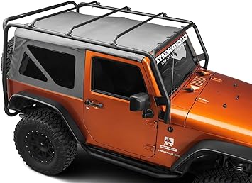 Barricade Off-Road Roof Rack System | Textured Black Steel Cargo Rack with Removable Cross Bars | Extra Roof Storage | Compatible with Jeep Wrangler JK 2-Door 2007–2018